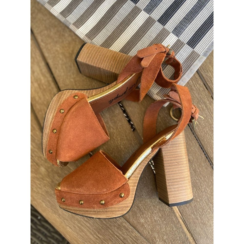 (Sold) Free People Justine Platform Block Heels 37 - Picture 4 of 12